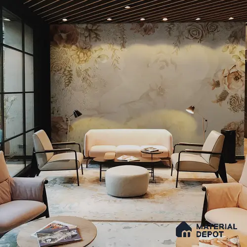 Timeless Elegance: Vintage Hanging Floral Luxury Wallpaper Indrani Series Soft Feel Florals Design (Customised Size Wallpaper )