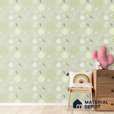 Tools for Adventure, Kids Wallpapers for Rooms, Green 10 Meter x 19.68 Inches Canvas Paper Type Wallpaper -54 Sq. Ft. | Minimum 15% wastage during installation