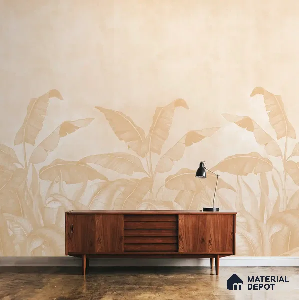 Tropical Forest, Digitally Painted Yellow Color Soft Feel (Customised Wallpaper)