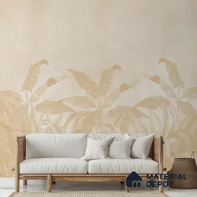 Tropical Forest, Digitally Painted Yellow Color Soft Feel (Customised Wallpaper)