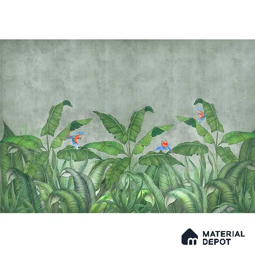 701821 - Tropical Green Forest, Digitally Painted Wallpaper Indrani Series Soft Feel Tropical Design (Customised Size Wallpaper )