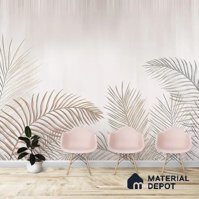 702022 - Tropical Leaves in Subtle Background Wallpaper Design Indrani Series Canvas Tropical Design (Customised Size Wallpaper )