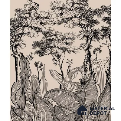 Tropical Lineage Jungle Line Art Wallpaper for Rooms Indrani Series Soft Feel Tropical Design (Customised Size Wallpaper )
