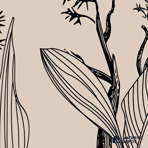 Tropical Lineage Jungle Line Art Wallpaper for Rooms Indrani Series Soft Feel Tropical Design (Customised Size Wallpaper )