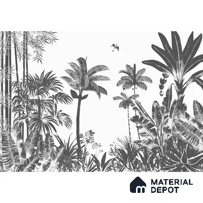 Tropical Monochrome, Room Wallpaper Sukoon Series Canvas Tropical Design (Customised Size Wallpaper)