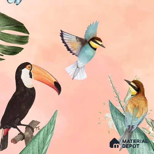 700411 - Tropical Theme-Birds of Paradise, Customised for Homes Indrani Series Soft Feel Tropical Design (Customised Size Wallpaper )