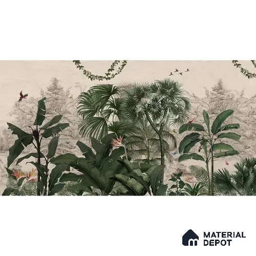 Tropical Theme Vintage Wallpaper for Walls, Customised Indrani Series Soft Feel Tropical Design (Customised Size Wallpaper )