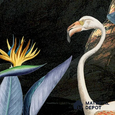 Tropical Theme Wallpaper Design with Flamingoes Indrani Series Soft Feel Tropical Design (Customised Size Wallpaper )