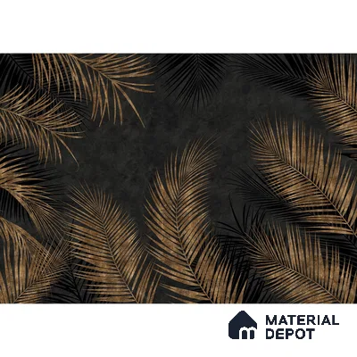 Tropical Theme Wallpaper, Gold Brown Foliage Indrani Series Soft Feel Tropical Design (Customised Size Wallpaper )