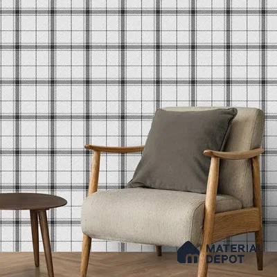 Tweed Design Roll in Black and white Color 10 Meter x 19.68 inches Canvas Wallpaper - 54 Sq. Ft. | Minimum 15% wastage during installation