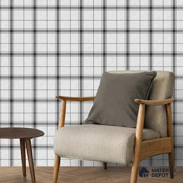 Tweed Design Roll in Black and white Color 10 Meter x 19.68 inches Canvas Wallpaper - 54 Sq. Ft. | Minimum 15% wastage during installation