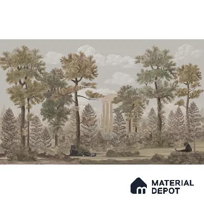 Twilight Haven Vintage European Smoky Olive Handmade Wallpaper