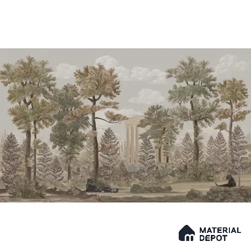 Twilight Haven Vintage European Smoky Olive Canvas Wallpaper