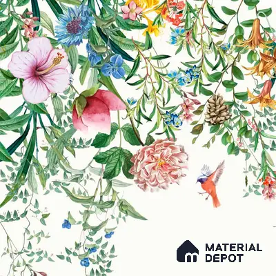 Unique Hanging Floral and Bird Wallpaper for Bedrooms Sparkla N Shine Series Soft Feel Florals Design (Customised Size Wallpaper)