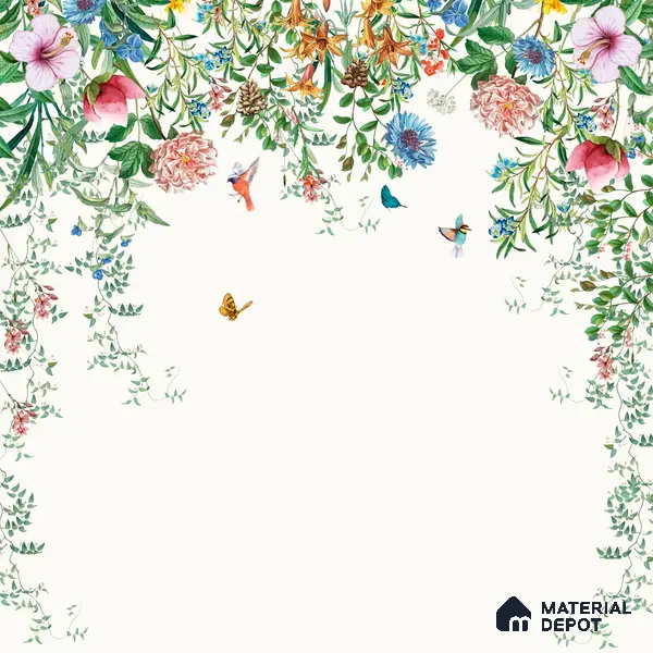 Unique Hanging Floral and Bird Wallpaper for Bedrooms Sparkla N Shine Series Soft Feel Florals Design (Customised Size Wallpaper)