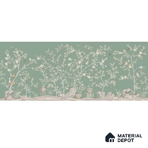 Verde Elegance, Sandstone Chinoiserie (Customised Wallpaper)