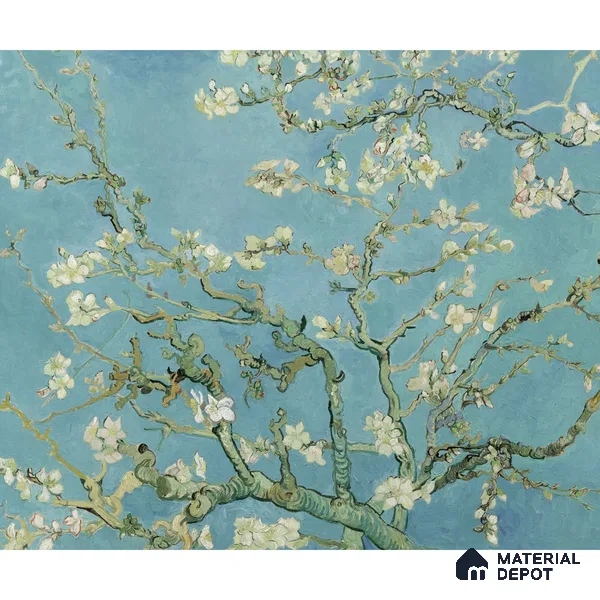 Vincent Van Gough Almond Blossom Painting Wallpaper for Wall Indrani Series Soft Feel Tropical Design (Customised Size Wallpaper )