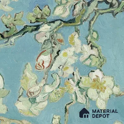 Vincent Van Gough Almond Blossom Painting Wallpaper for Wall Indrani Series Soft Feel Tropical Design (Customised Size Wallpaper )