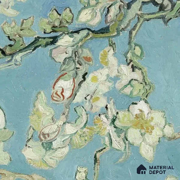 Vincent Van Gough Almond Blossom Painting Wallpaper for Wall Indrani Series Soft Feel Tropical Design (Customised Size Wallpaper )
