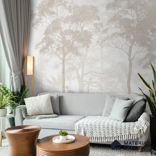 Vintage Forest Theme for Rooms, Sepia Canvas (Customised Wallpaper)