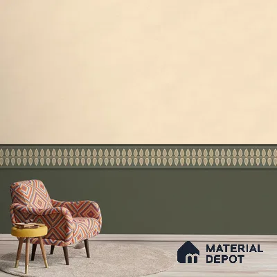 Viram, Luxurious Indian Pattern Wall Wallpaper, Beige and Green Handmade (Customised Wallpaper)