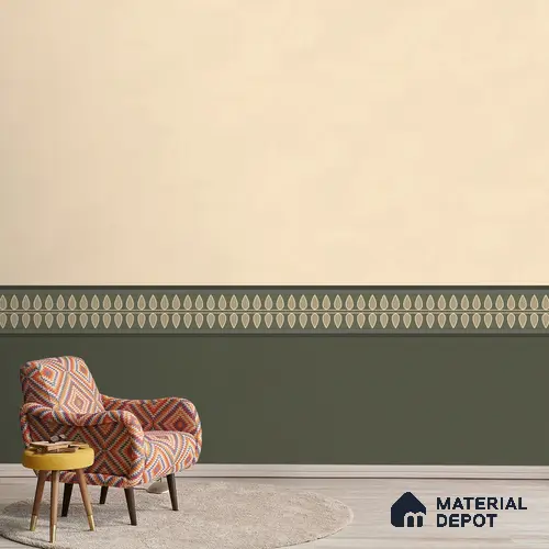 Viram, Luxurious Indian Pattern Wall Wallpaper, Beige and Green Soft Feel (Customised Wallpaper)