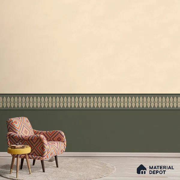 Viram, Luxurious Indian Pattern Wall Wallpaper, Beige and Green Handmade (Customised Wallpaper)