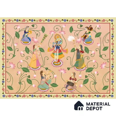 Vrindavan, Krishna and Gopies Canvas Customised Wallpaper