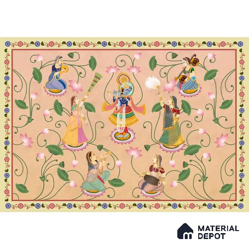 Vrindavan, Krishna and Gopies Handmade Customised Wallpaper