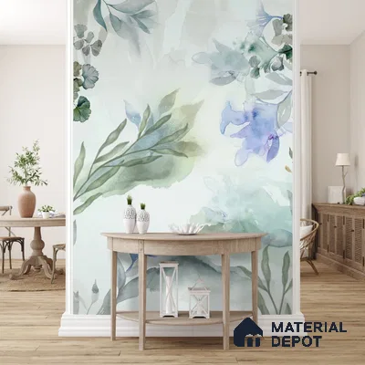 Water Colors Look Floral Wallpaper Indrani Series Canvas Florals Design (Customised Size Wallpaper )