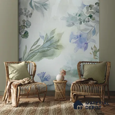 Water Colors Look Floral Wallpaper Indrani Series Canvas Florals Design (Customised Size Wallpaper )
