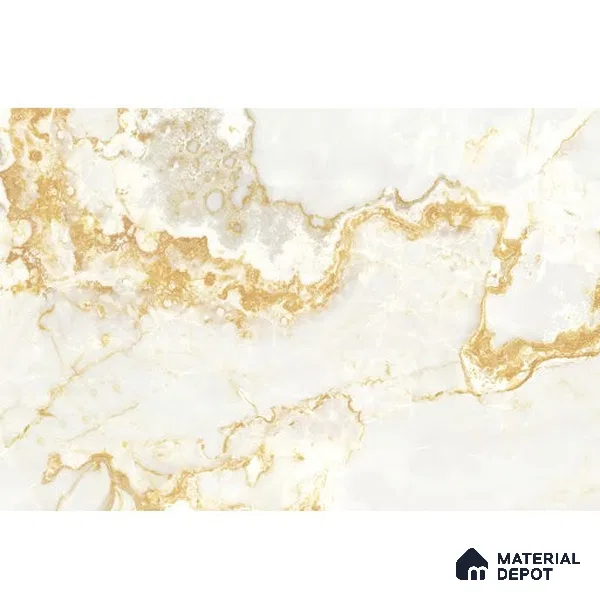 White and Golden Natural Marble Style Wall Wallpaper Indrani Series Handmade Marble Design (Customised Size Wallpaper )