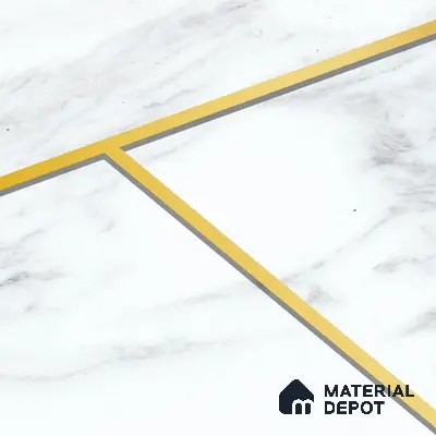 White Marble Design with Golden Stripes Wallpaper Indrani Series Canvas Marble Design (Customised Size Wallpaper )
