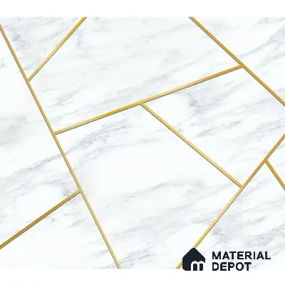 White Marble Design with Golden Stripes Wallpaper Indrani Series Canvas Marble Design (Customised Size Wallpaper )