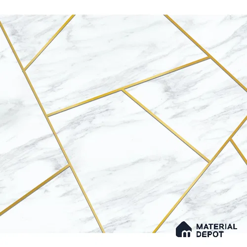 White Marble Design with Golden Stripes Wallpaper Indrani Series Soft Feel Marble Design (Customised Size Wallpaper )