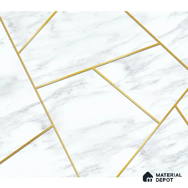 White Marble Design with Golden Stripes Wallpaper Indrani Series Canvas Marble Design (Customised Size Wallpaper )