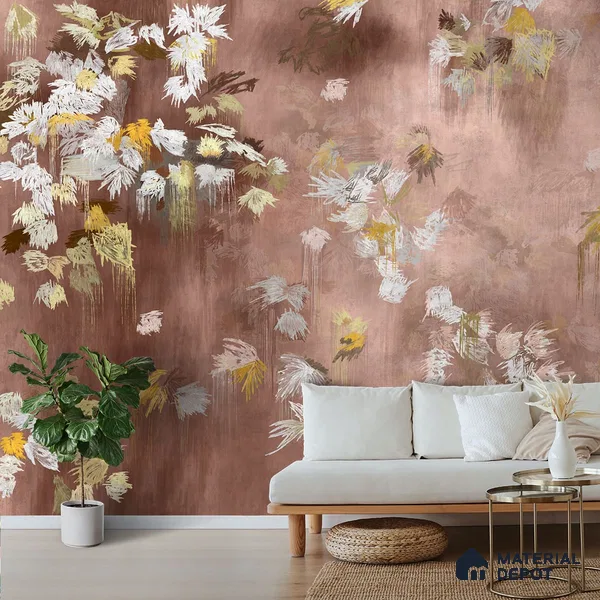 Worth It, Abstract Pattern Wallpaper Design for Walls, Pink Sukoon Series Canvas Abstract Design (Customised Size Wallpaper)