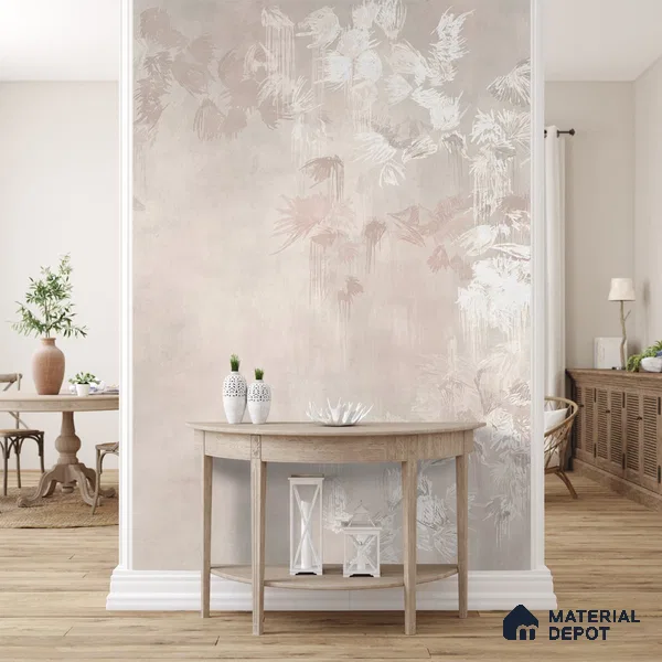 Worth it: Abstract Wallpaper Design for Walls, Feather Pink Sukoon Series Handmade Abstract Design (Customised Size Wallpaper)