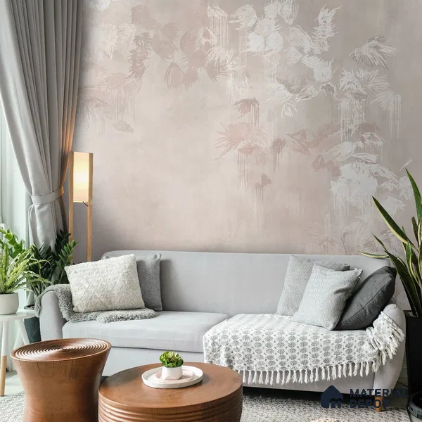 Worth it: Abstract Wallpaper Design for Walls, Feather Pink Sukoon Series Handmade Abstract Design (Customised Size Wallpaper)