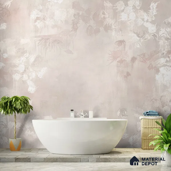 Worth it: Abstract Wallpaper Design for Walls, Feather Pink Sukoon Series Handmade Abstract Design (Customised Size Wallpaper)
