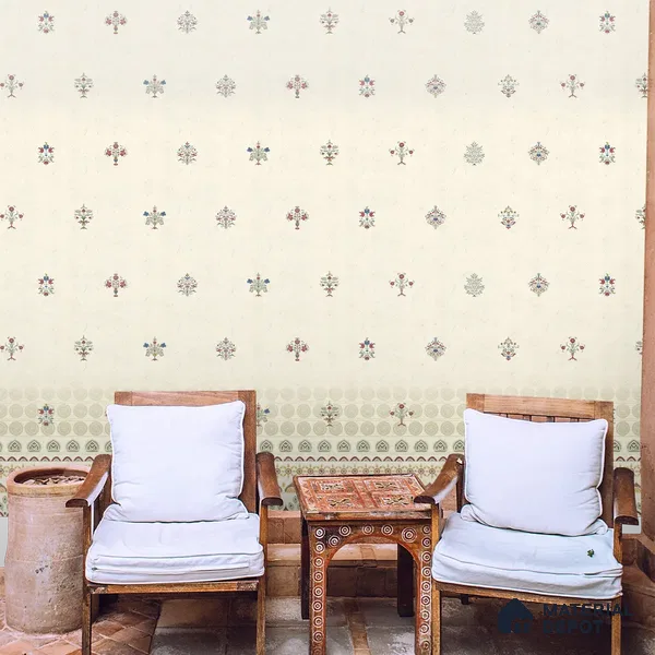 Yellow Indian Motif for Rooms Handmade (Customised Wallpaper)
