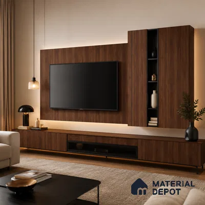 Wooden Look 10478 FWD Precott Walnut 8 ft x 4 ft Texture Finish Decorative Laminate - 0.8 mm | Suitable for TV Unit, Wardrobe, Kitchen Cabinets