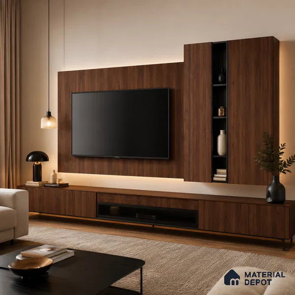 Wooden Look 10478 FWD Precott Walnut 8 ft x 4 ft Texture Finish Decorative Laminate - 0.8 mm | Suitable for TV Unit, Wardrobe, Kitchen Cabinets
