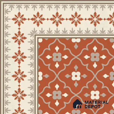 Moroccan Floor Carpet Corner Tile TL 12854 | 1 ft x 1 ft Matte Finish Ceramic Tile - 10 mm | Suitable For Kitchen, Bathroom, Balcony