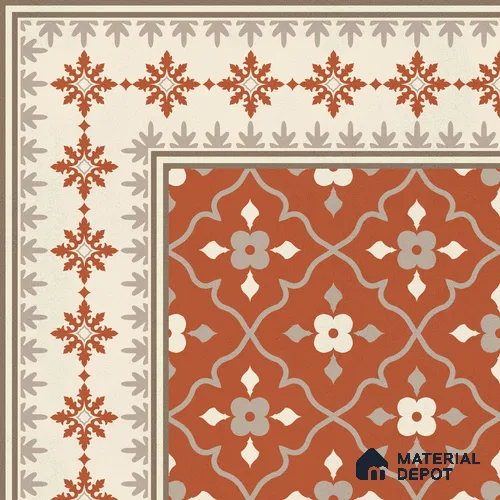 Moroccan Floor Carpet Corner Tile TL 12854 | 1 ft x 1 ft Matte Finish Ceramic Tile - 10 mm | Suitable For Kitchen, Bathroom, Balcony