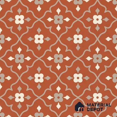 Moroccan Floor & Wall Carpet Centre Tile TL 12854 C | 1 ft x 1 ft Matte Finish Ceramic Tile - 10 mm | Suitable For Kitchen, Bathroom, Balcony