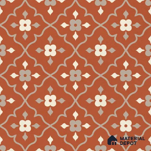 Moroccan Floor & Wall Carpet Centre Tile TL 12854 C | 1 ft x 1 ft Matte Finish Ceramic Tile - 10 mm | Suitable For Kitchen, Bathroom, Balcony