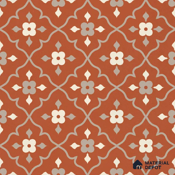 Moroccan Floor & Wall Carpet Centre Tile TL 12854 C | 1 ft x 1 ft Matte Finish Ceramic Tile - 10 mm | Suitable For Kitchen, Bathroom, Balcony