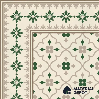 Moroccan Floor Carpet Corner Tile TL 12854 D | 1 ft x 1 ft Matte Finish Ceramic Tile - 10 mm | Suitable For Kitchen, Bathroom, Balcony