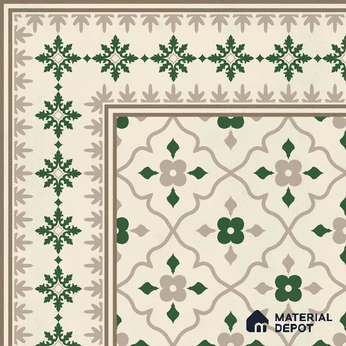 Moroccan Floor Carpet Corner Tile TL 12854 D | 1 ft x 1 ft Matte Finish Ceramic Tile - 10 mm | Suitable For Kitchen, Bathroom, Balcony